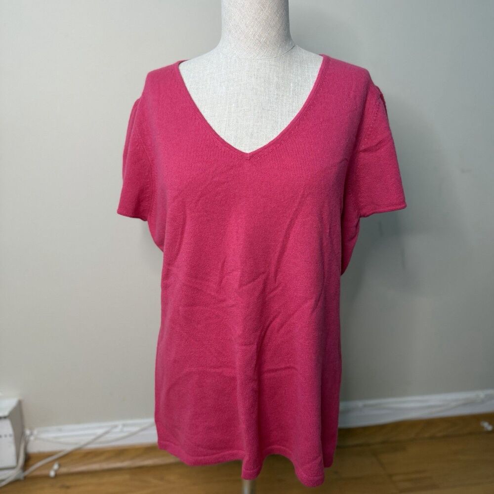 Kenar 2 Ply Cashmere V-Neck Sweater Fuchsia XL NWT Barbiecore Luxe Quiet Luxury